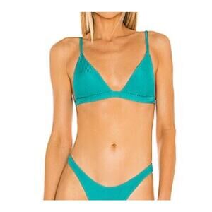 NEW Vitamin A Swim Moss Bikini Top in Turquoise Shimmer EcoRib size XL